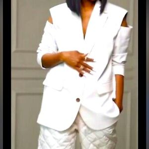 Future Collective cold shoulder blazer in ivory